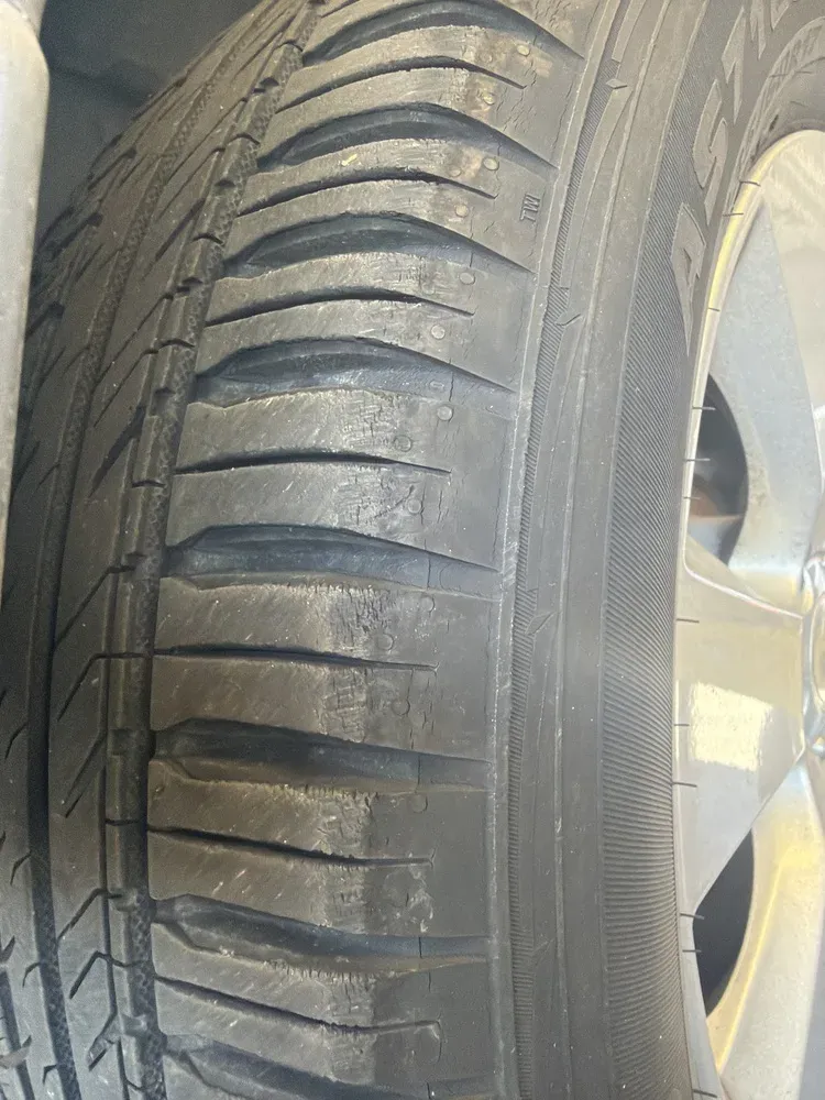 Tire sidewall aging and cracking on a 5-year-old tire — Beacon Auto Care San Mateo